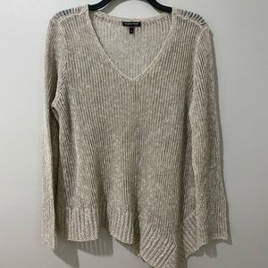 Eileen Fisher Asymmetrical Linen Crochet Open Knit Sweater Size Medium